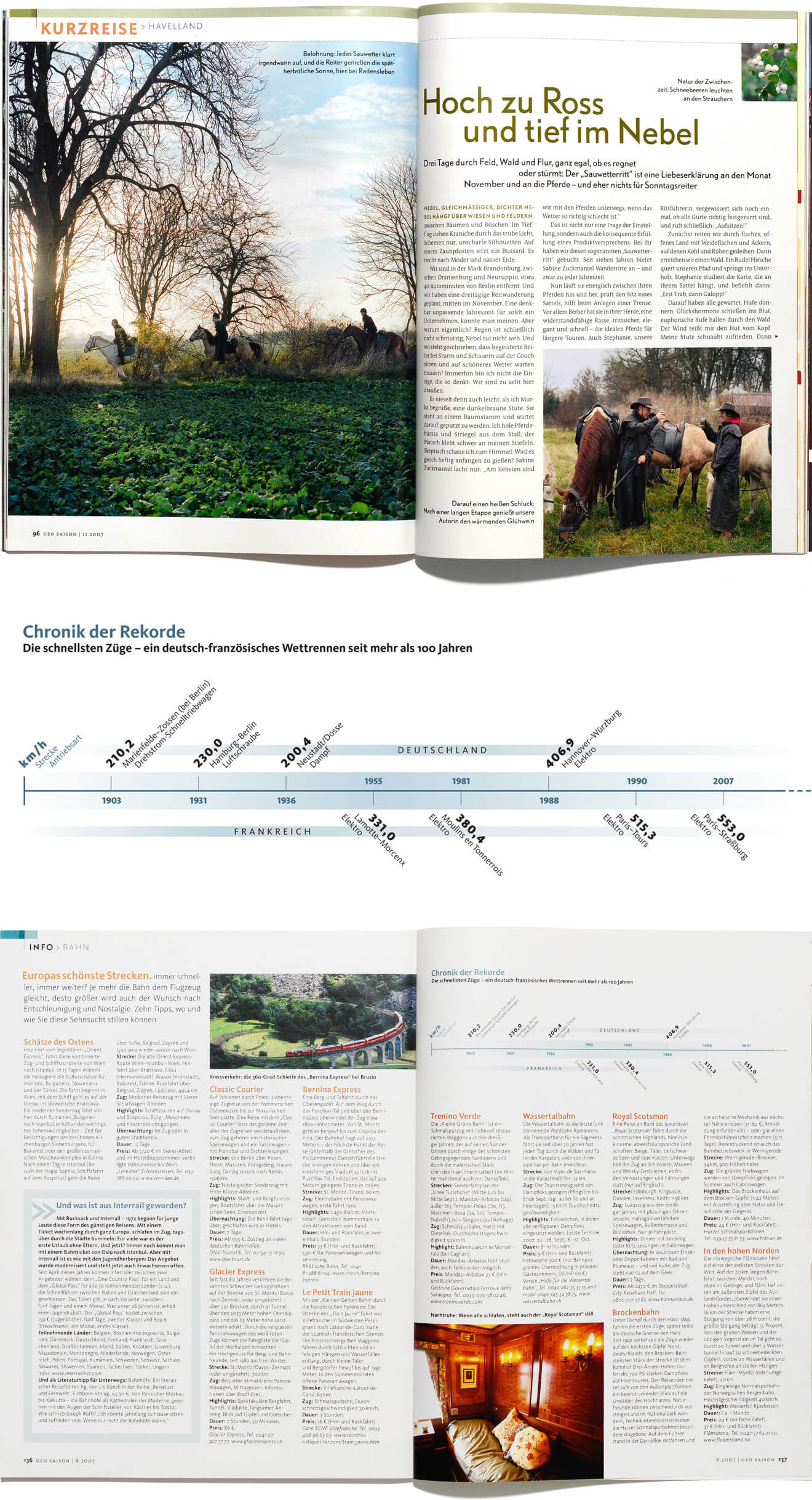Layouts and infographic for the travel magazine “GEO Saison”.